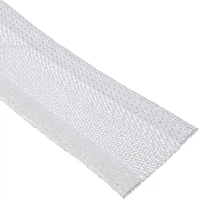 Kabelmantel InLine 1 m × 25 mm, stoffen slang met klittenband, wit