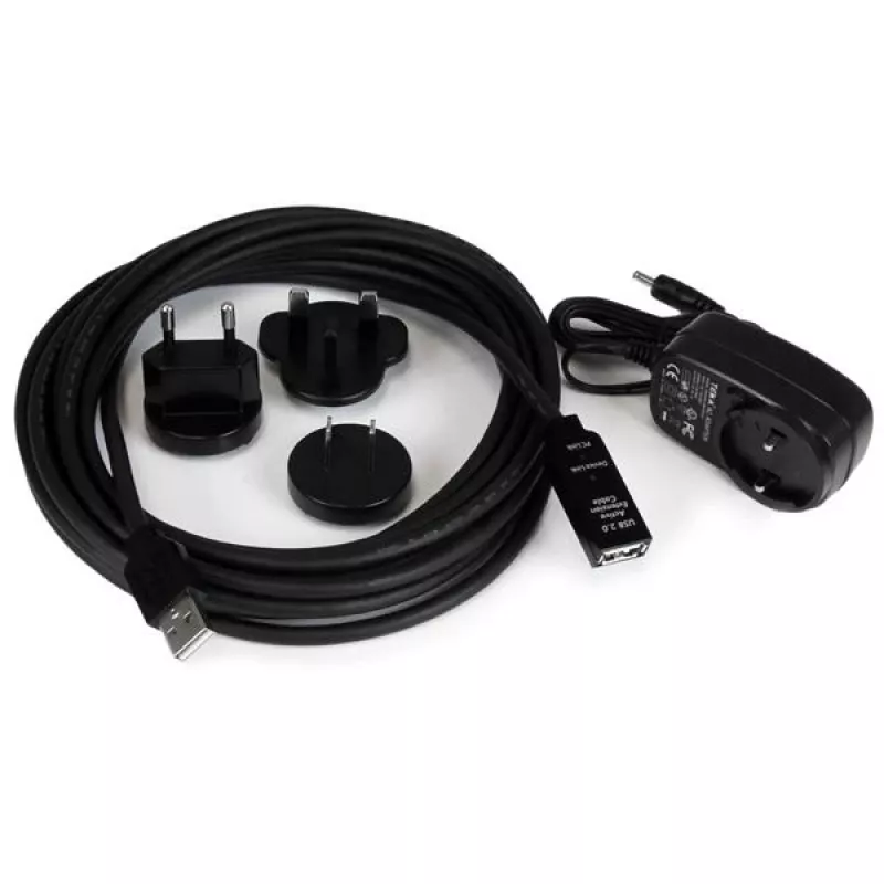 StarTech.com 5m USB 2.0 actieve verlengkabel - M/F, 5 m, USB A, USB A, USB 2.0, stekker/bus, zwart