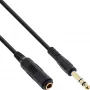 InLine hoofdtelefoon-verlengkabel 6,3mm stereo M/F, verguld, zwart, 3m