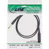 InLine hoofdtelefoon-verlengkabel 6,3mm stereo M/F, verguld, zwart, 3m