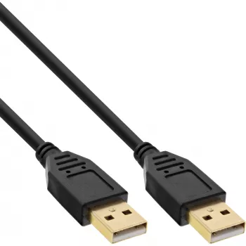InLine USB 2.0 kabel, AM/AM, zwart, vergulde contacten, 3m