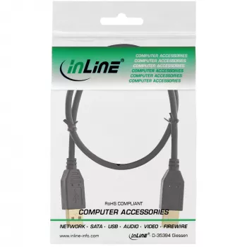 InLine USB 2.0 kabel, AM/AM, zwart, vergulde contacten, 2 m