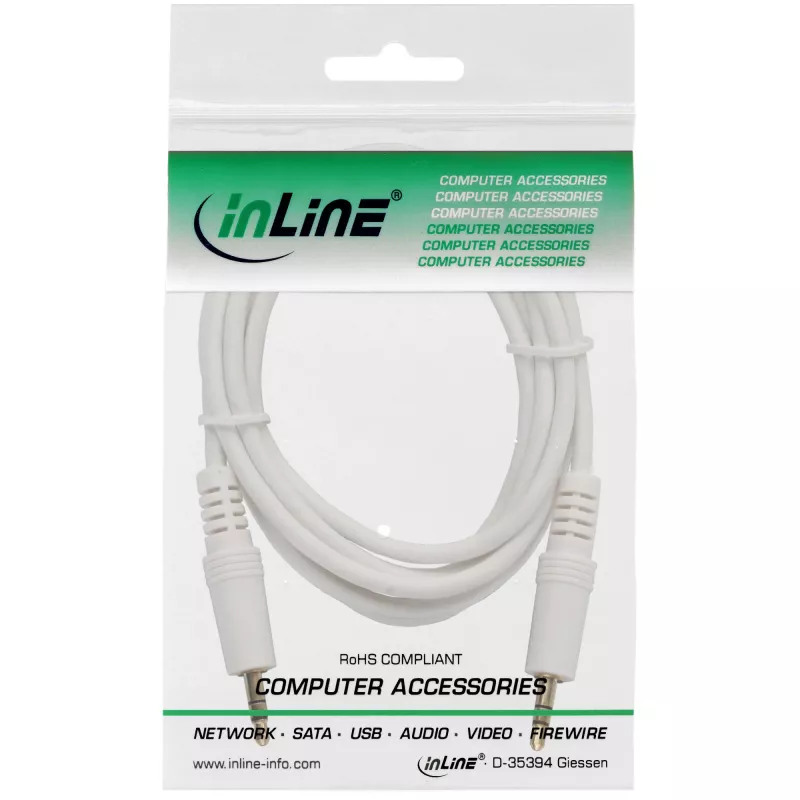 InLine audiokabel 3,5mm jack stekker / stekker wit/goud 5m
