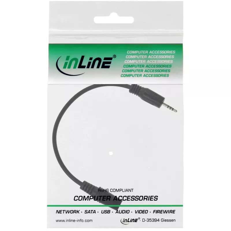 Audio-adapterkabel 4-polig 2,5 mm stekker / 4-polig 3,5 mm bus 5 m InLine 99308G