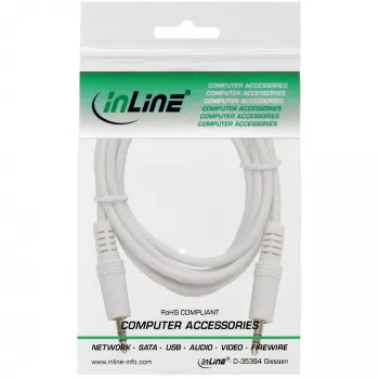InLine audiokabel 3,5 mm jack stekker/stekker, wit/goud, 2 m