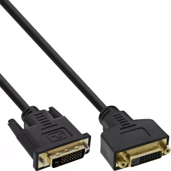 DVI-D-kabel Premium 24+1 stekker naar bus Dual Link verguld 3m InLine 17763P