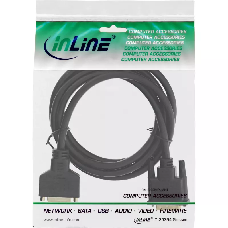 DVI-D-kabel Premium 24+1 stekker naar bus Dual Link verguld 3m InLine 17763P