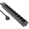 InLine 19 inch stekkerdoos, 9-voudig randaarde, zonder schakelaar, 2 m, zwart