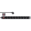 InLine 19 inch stekkerdoos, 9-voudig randaarde, met schakelaar, 2m, zwart