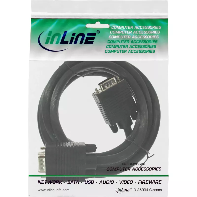 S-VGA-kabel InLine 17805B 15HD stekker zwart 0,5 m