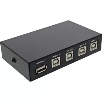InLine USB 2.0 switch handmatig USB-A apparaat naar 4 computers bekabeld