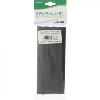 Krimpkous-set InLine 200 mm lengte, diameter 9 mm → 4,5 mm, 20 stuks, zwart