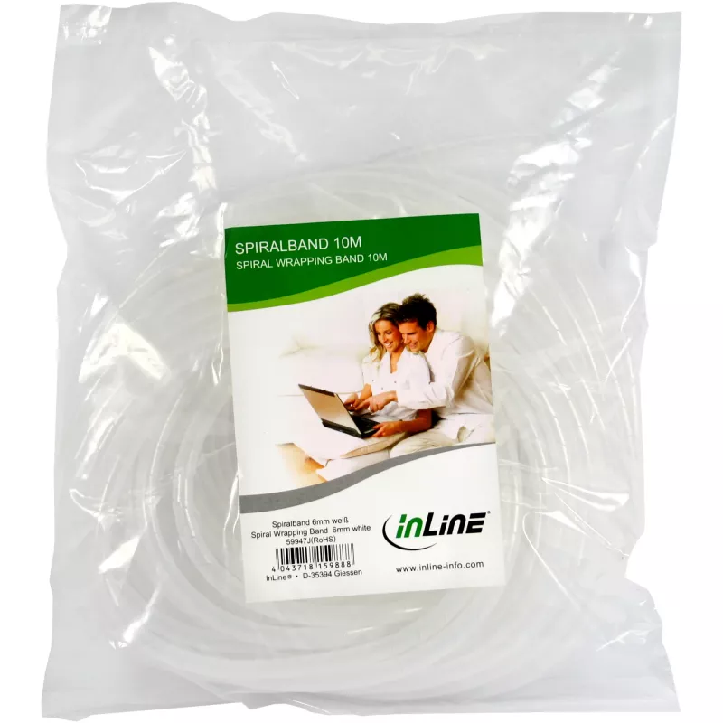 Spiral Wrapping Band 10 m, 16 mm diameter, wit – InLine