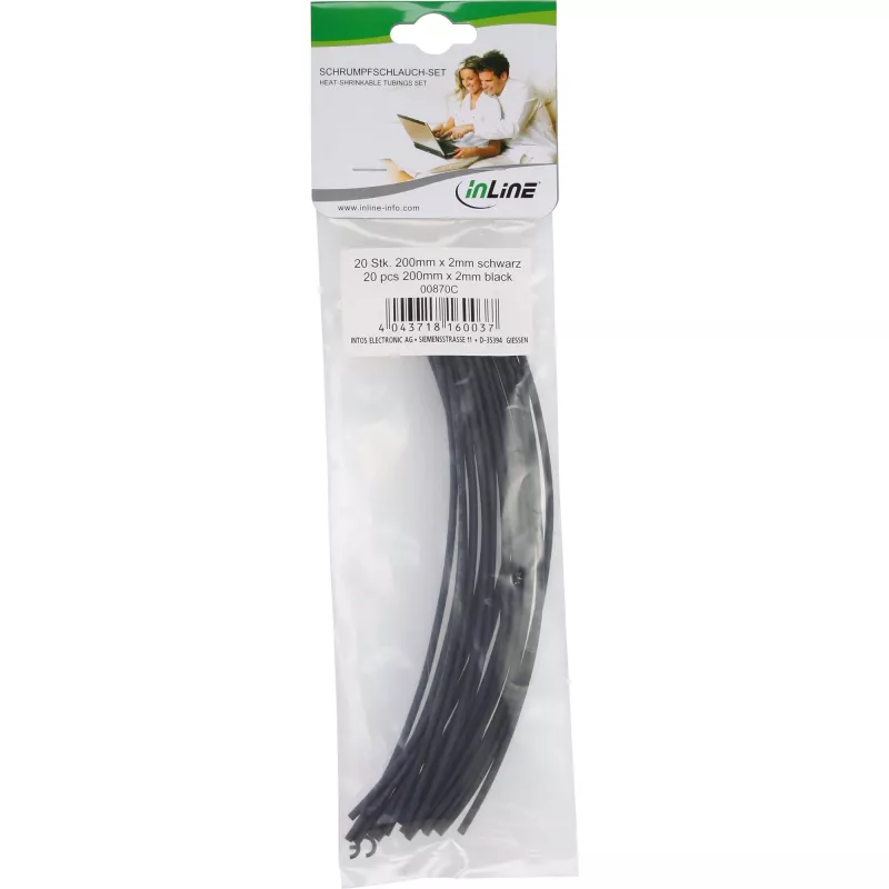 Krimpkous InLine 200 mm, krimpverhouding 2 mm → 1 mm, 20 stuks, zwart