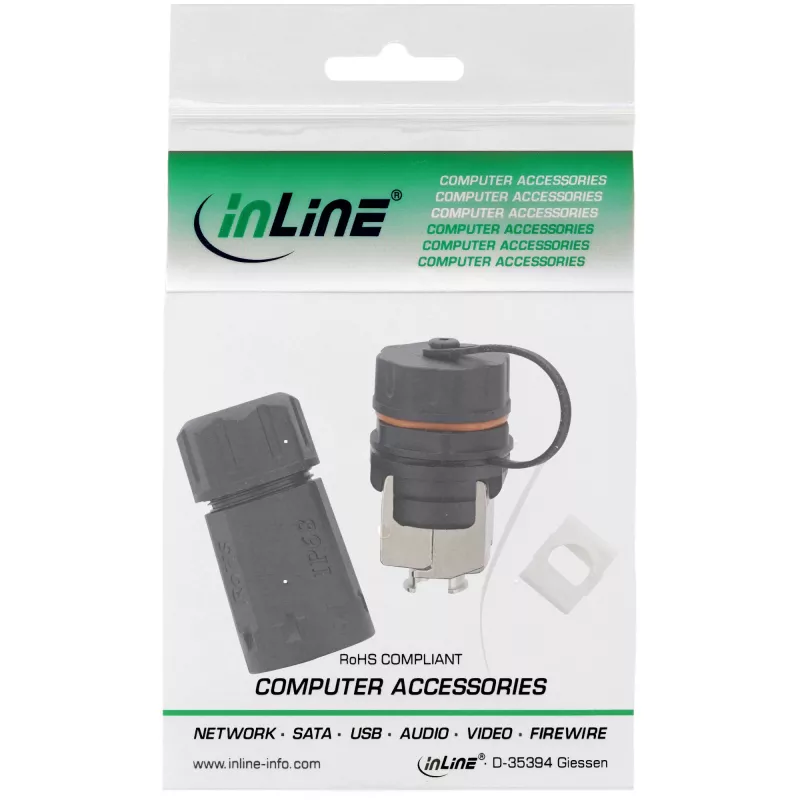 InLine Cat.6A koppelingsset, waterdicht IP68, 2x RJ45 F/F, 1:1