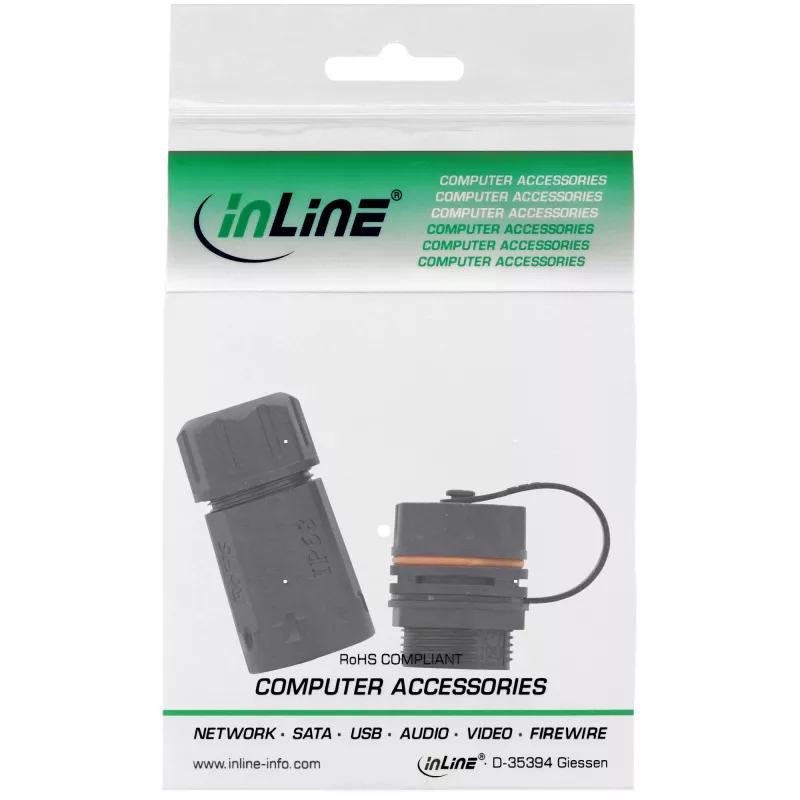 InLine Cat.6A koppeling, waterdicht IP68, 2x RJ45 F/F, 1:1