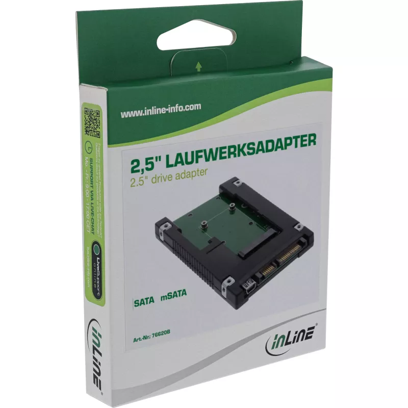 InLine drive-adapter 2,5 inch SATA naar mSATA SSD 76620B zwart