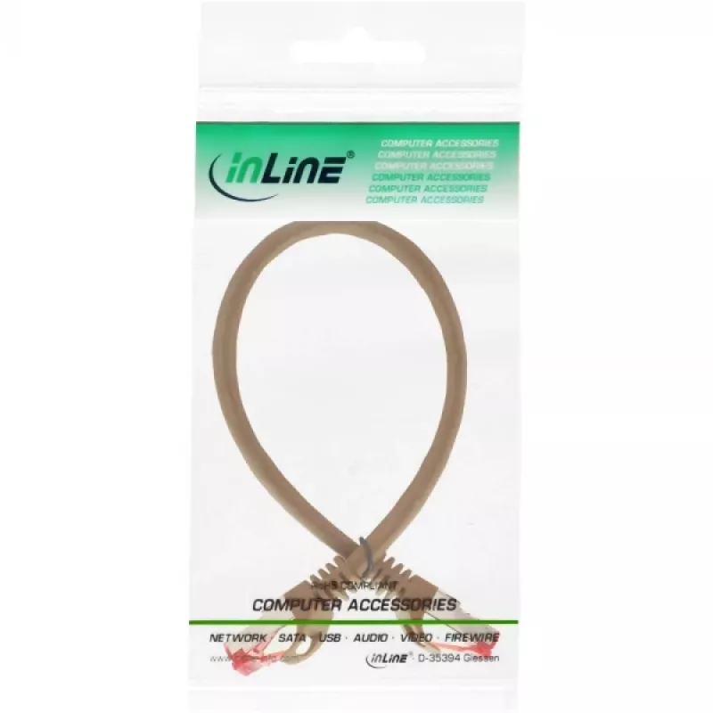 InLine patchkabel S/FTP PiMF Cat.6 250MHz PVC koper bruin 0,25m