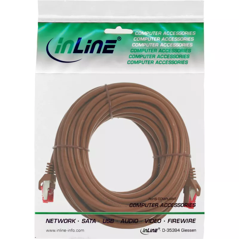 InLine patchkabel S/FTP PiMF Cat.6 250MHz PVC koper bruin 20m