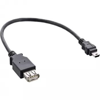 InLine USB 2.0-kabel, bus A / Mini-5-pin-stekker, 0,2 m, 0,2 m, Mini-USB B, USB A, USB 2.0, stekker/bus, zwart