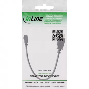 InLine USB 2.0-kabel, bus A / Mini-5-pin-stekker, 0,2 m, 0,2 m, Mini-USB B, USB A, USB 2.0, stekker/bus, zwart