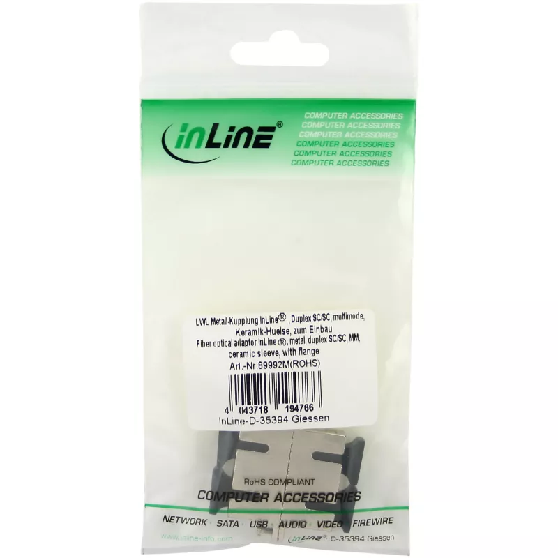 InLine glasvezel-metaaladapter duplex SC/SC MM keramische huls met flens