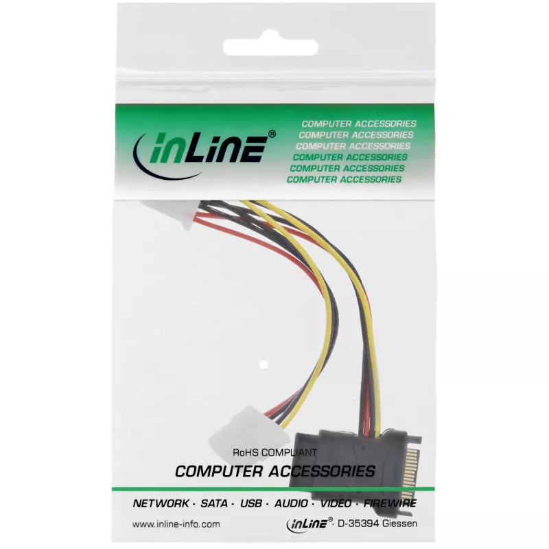 SATA-stroomkabel SATA-bus / 3x 4-pin-Molex-stekker 0,15 m InLine 29679