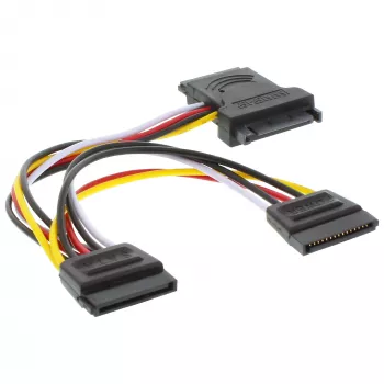 InLine interne SATA-stroomkabel SATA-stekker/bus naar 2x SATA-stekker 0,15 m