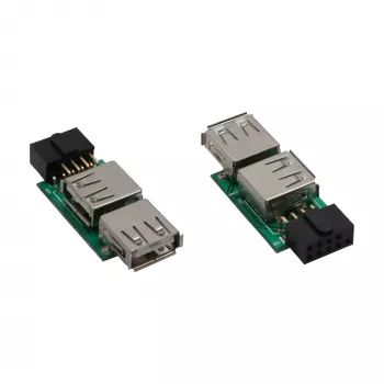 InLine USB 2.0-adapter intern 2x USB-A bus naar mainboard-header 33440I