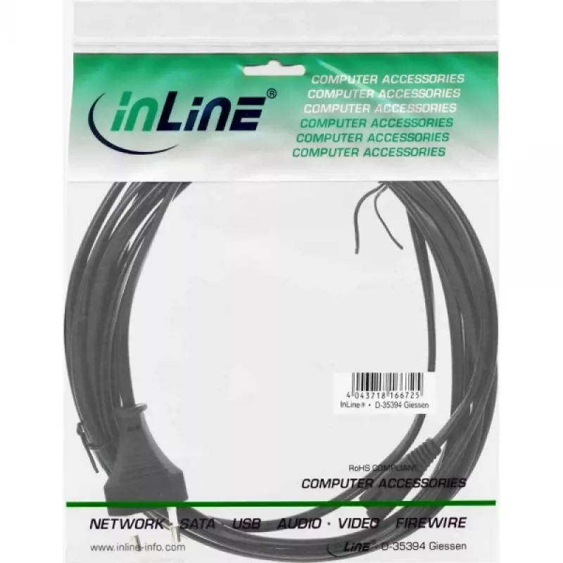 InLine netkabel, Eurostekker / Euro8-stekker, zwart, 5 m