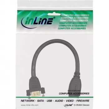 InLine HDMI-adapterkabel TypeA bus/bus met flens verguld 4K2K, 0,2 m