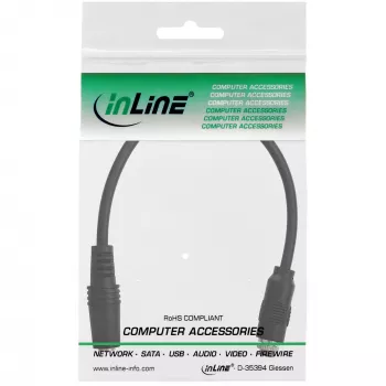 InLine audio-adapterkabel, 3,5-mm-stereobus naar bus, met één mantel, 0,2 m