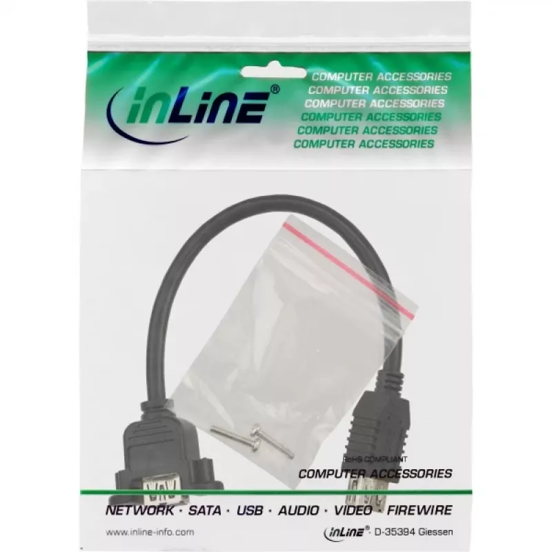 InLine USB 3.0-adapterkabel Type-A bus / chassis-stekker Type-A, 0,20m