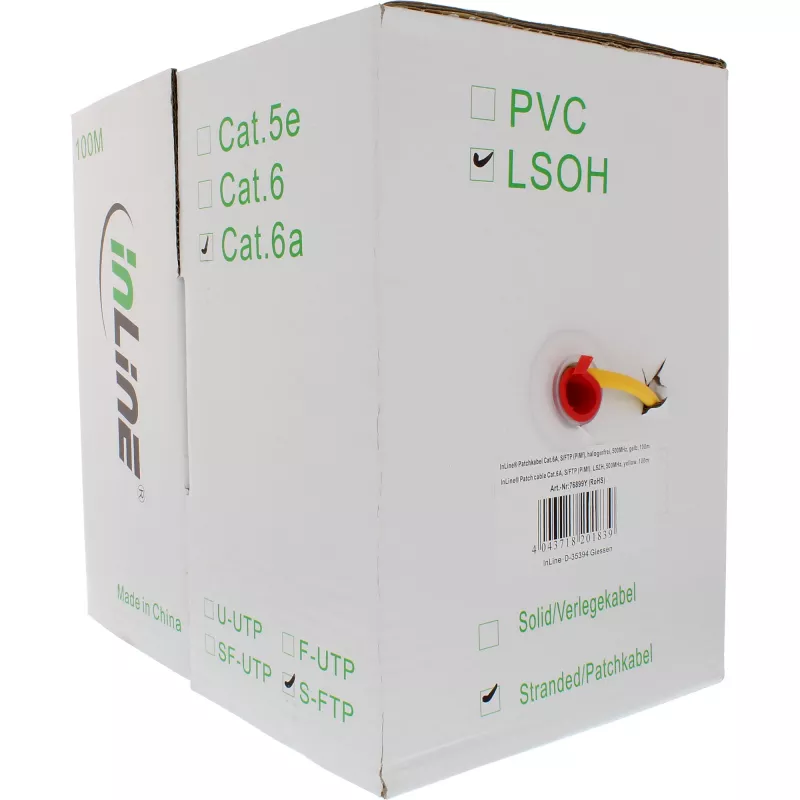 InLine patchkabel S/FTP PiMF Cat.6A halogeenvrij 500MHz geel 100m