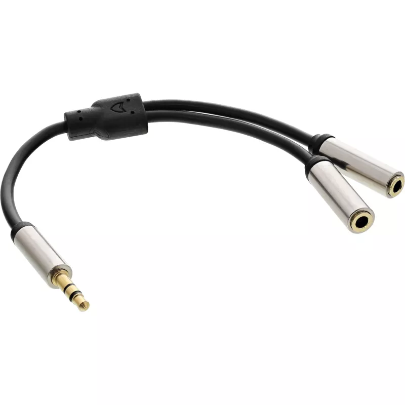 InLine S-99250 audiokabel 0,15 m 3,5mm 2 x 3,5mm zwart, zilver