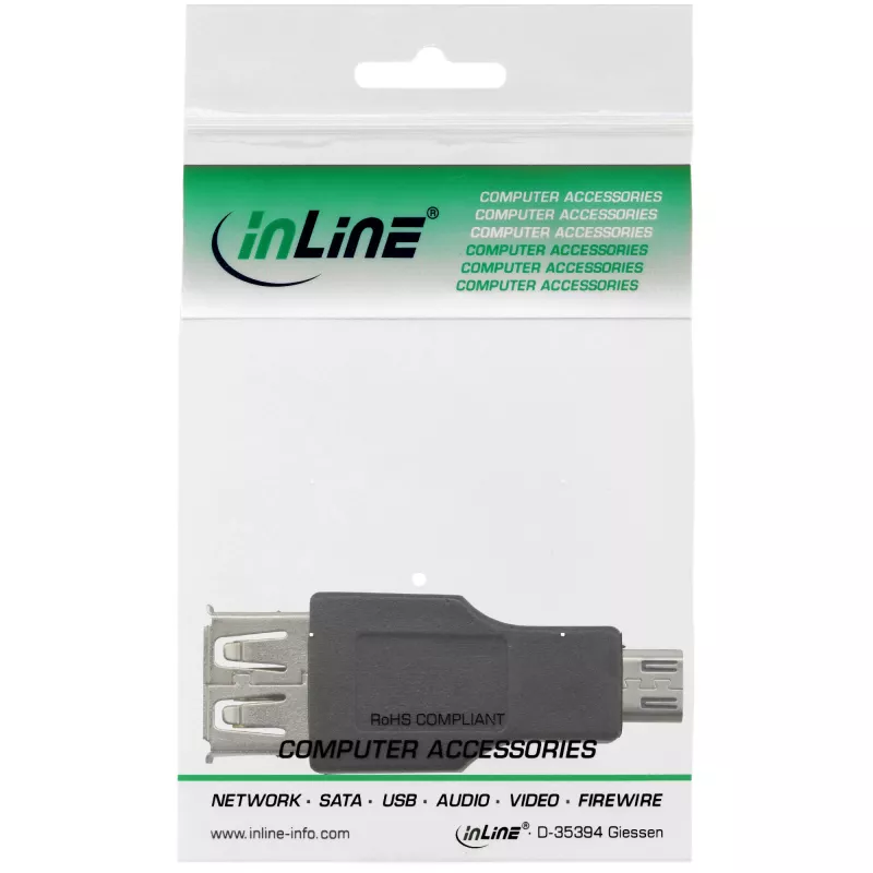 InLine Micro-USB-adapter Micro-B stekker USB A bus 31604