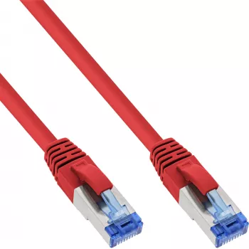 InLine patchkabel S/FTP PiMF Cat.6A halogeenvrij 500 MHz rood 0,25 m