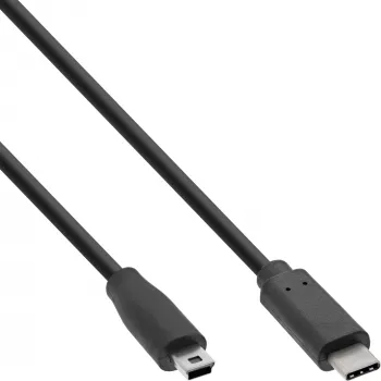 InLine USB 2.0-kabel, USB-C stekker / Mini-B stekker (5-polig), zwart, 2m