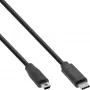 InLine USB 2.0-kabel, USB-C stekker / Mini-B stekker (5-pin), zwart, 1m
