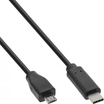InLine USB 2.0-kabel, USB-C stekker / Micro-B stekker, zwart, 2m