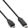 InLine USB 2.0-kabel, USB-C stekker / Micro-B stekker, zwart, 0,5m