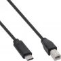 InLine USB 2.0-kabel, USB-C-stekker / USB-B-stekker, zwart, 1 m