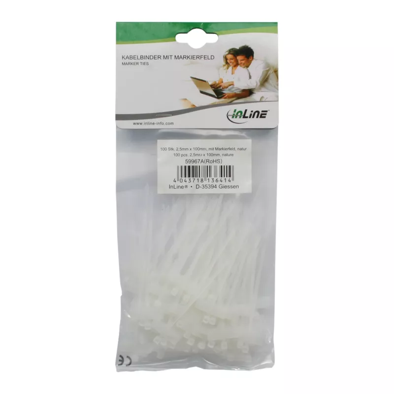 InLine kabelbinder 100x2,5mm met labelveld 8x24mm 100 stuks