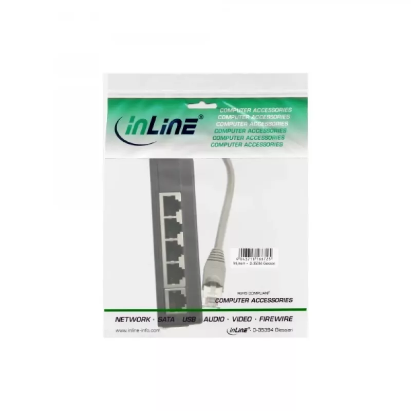 InLine ISDN-splitter 5x RJ45 female 15cm kabel met afsluitweerstanden