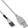 InLine USB 2.0-adapterkabel USB Type-A stekker / pin-header stekker, 0,40 m