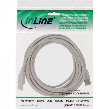 USB 2.0-kabel Type-A stekker/stekker beige 5 m InLine 34350H
