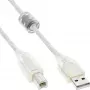 USB 2.0-kabel Type-A stekker / B stekker transparant ferrietkern 0,5 m InLine 34505