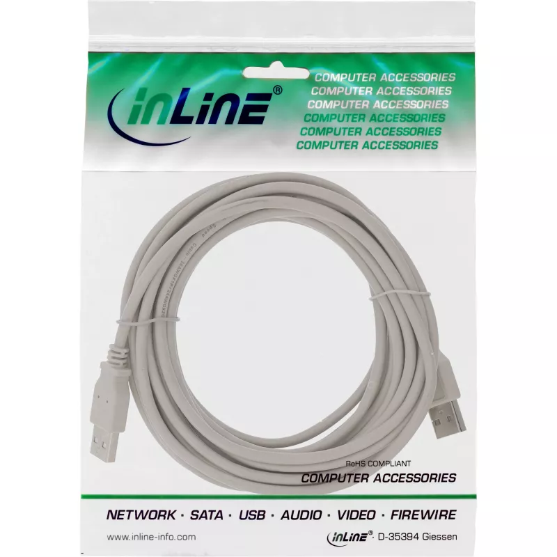 USB 2.0-kabel Type-A stekker / stekker beige 1 m InLine 34310H