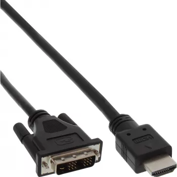 InLine HDMI-DVI-kabel HDMI-stekker / DVI-stekker 18+1 zwart 1 m