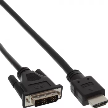 InLine HDMI-DVI-kabel HDMI stekker / DVI stekker 18+1 zwart 3 m